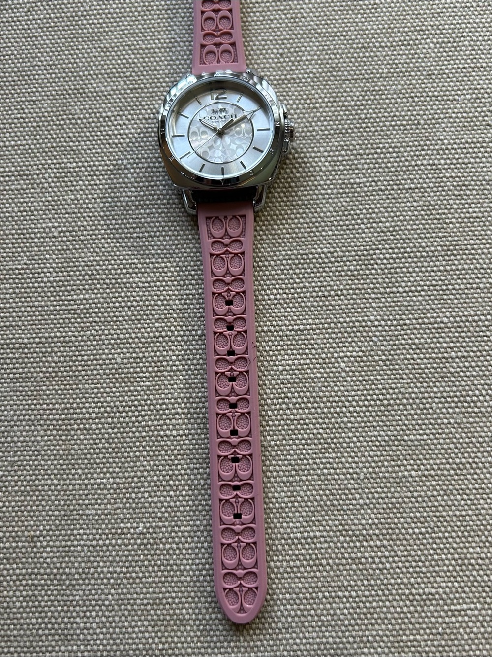 Coach Boyfriend Watch With 34mm Silver Face & Pink Silicone Band - Picture 4 of 8
